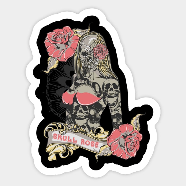 Skull Rose Sticker by gblackid